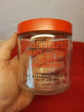 Vintage Standard's Hand Skin Cream Glass Jar 1940s Cleveland Beauty Barber Shop picture