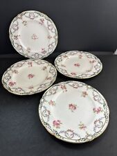 4 Antique Minton Porcelain  Pink Roses Blue Dots Davis Collamore Salad Plates picture