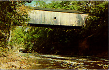 Vintage 1950-60's Bull's Covered Bridge Housatonic River Connecticut CT Postcard picture