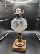 Antique P&A oil lamp, Brass Base with stone Pedestal picture