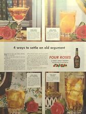 Four Roses Kentucky Bourbon Cocktails Recipes Vintage Print Ad 1945 picture