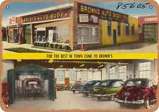 Metal Sign - New York Postcard - Brown's Auto Body. For the best in town come t picture