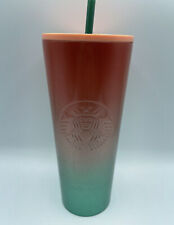 Starbucks Ombre Watermelon Cold Beverage Tumbler 24 Ounces Retired Orange Green picture