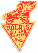 Original Vintage 1940s Roller Skating Rink Sticker Battle Creek MI Palais s9 picture