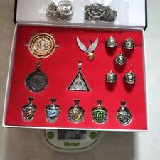 14 Pcs Harry Potter Series Cosplay Badges Ring Pendant Necklace Sets Kid Gifts picture