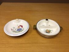 2 Vintage Baby/Child 8” Divided Warming Plates Majestic & Germany - Excellent picture