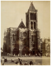 France, Paris, Cathedral of Saint-Denis, animated view, N.D. Vintage print, shot picture