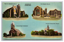 Four Churches Of Amarillo Texas TX Postcard picture