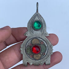 Extremely  Ancient Vintage Moroccan Carved Jewish Amulet Protection Talisman picture