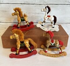 Variety Lot 9 Vintage Wooden Christmas Ornaments Folk Crafts Style Santa Horse picture