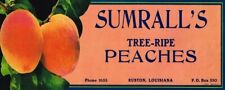 SUMRALLS Brand PEACH RUSTON LOUISIANA Retro 1952 Fruit Crate Label Art Print picture