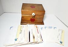 Vintage Wood Apple RECIPE BOX w/ 300+ Clipped Recipes Estate Find ***See Desc picture
