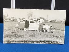Damaged Car Tornado 1955 Blackwell Oklahoma Trimmed RPPC Postcard picture