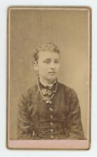 Antique CDV Circa 1870s Beautiful Young Girl in Victorian Dress Murr Joliet, IL picture