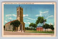 New Haven CT-Connecticut, New Haven Green, Three Churches Vintage c1940 Postcard picture