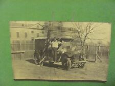 Vintage 1900s RPPC Real Photo Postcard, Soldier & Car. Unposted. picture
