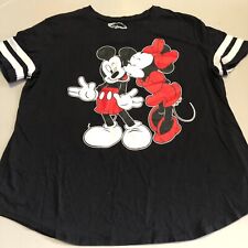 disney womens 2x top shirt black minnie mickey mouse kissing love graphic tu picture