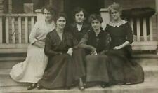 RPPC 5 Women Sitting on Porch of House Real Photo Postcard Americana NOKO picture