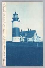 Sankaty Head Light House RPPC Rare Antique Nantucket Cyanotype Photo 1907 picture