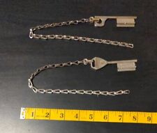 Lot Of 2 Vintage Detex Watchclock Station Keys On Chains picture