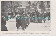 Waterbury Conn CT - LOADING UP SCHOOL SLEIGH PARTY - Postcard picture