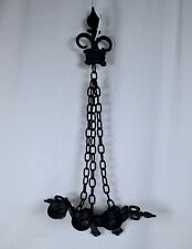 Vintage 1967 Sexton Cast Aluminum Gothic 3 Candle Heavy Chained Wall Sconce picture