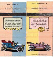 2 Vintage Matchbook Covers Antique Cars 1977 30strike 1906 Franklin 1912 Reo picture