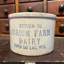 Antique Corium Farm Dairy Advertising Butter Crock Fond du Lac Wis picture