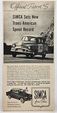 1977 Simca From Paris New Trans American Speed Record Vintage Print Ad picture