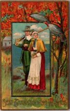 THANKSGIVING - Pilgrim Couple and Turkeys In Tree Best Thanksgiving Wishes picture