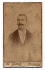 ANTIQUE CDV C. 1890s L. VALAT HANDSOME MAN IN SUIT WITH MUSTACHE CASTRES FRANCE picture