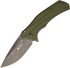 Kershaw Knockout A/O Damascus Steel Blade Olive Green Folding Knife 1870OLDAM picture