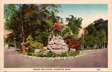 CT-266 MA Lexington Minute Man Statue Monument Linen Postcard Massachusetts picture