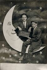 PAPER MOON GAY INTEREST TWO HANDSOME MEN AFFECTIONATE 4X6 RPPC POSTCARD REPRINT picture