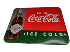 Drink Coca Cola Tin Sign Ice Cold 8.5 in Old Fashioned Straight Bottle pre-owned picture