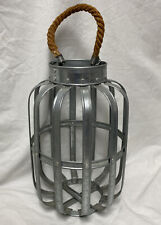 Farmhouse Industrial style galvanized metal Candle lantern 12.5