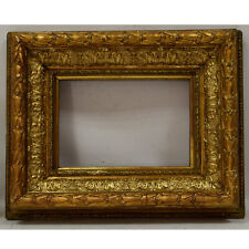 Ca1850-1870 Old wooden frame decorative with metal leaf Internal: 12,9x9,4 in picture