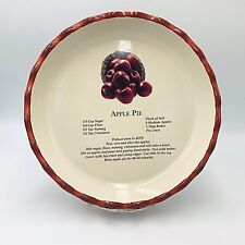 Ceramic Apple Pie Deep Dish Plate w/ Printed Recipe Farmhouse Country Vintage  picture