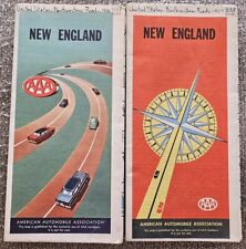 1956 1957? AAA New England Vintage Highway Road Maps Set Of 2  picture