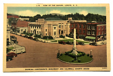 Aerial View of Square Lenoir North Carolina NC Monument Caldwell County Postcard picture