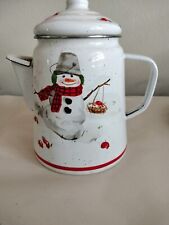 Vintage Mitford Snowman Enamel Coffee/Tea Pot picture