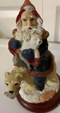 Vintage Jaimy Santa Claus Riding A Polar Bear Holding A Polar Bear Cub picture