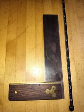 Vintage Brass & Rose Wood Inlaid Try-Square - Carpenter Tool - 7.5