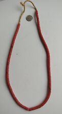  ORANGE/RED STRAND SMALL ANTIQUE  CZECH SNAKE AFRICAN TRADE  BEADS 22 INCH picture