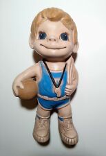 Vintage 70s Folk Art Porcelain Bisque 1973 Shareen Basketball Coach Figurine 12