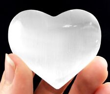 XL Selenite Crystal Heart Polished Palm Stone Worry Stone Reiki Healing Cleanse picture