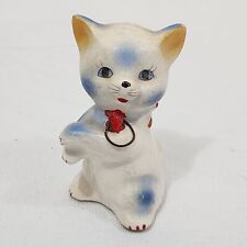Vintage 1960's Blue Eye Anthropomorphic Cute Ceramic Cat Figurine Hand Painted picture