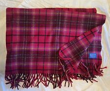 Vintage Pendleton Wool Raspberry Red Plaid Throw Blanket 52