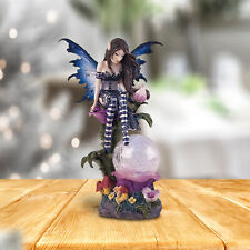 Fairy w/Clear Wings Lying on LED Globe Statue 7.5