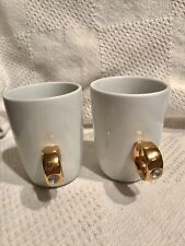 Fred And Friends White Ring Cup Diamond Bling Mug 4”H 3”D Set of (2) picture